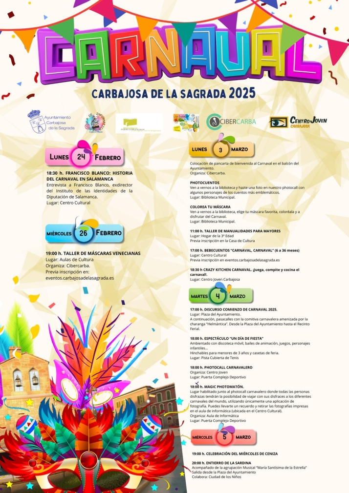 Carbajosa de la Sagrada presenta su programaci&oacute;n oficial para el Carnaval 2025 | Imagen 1