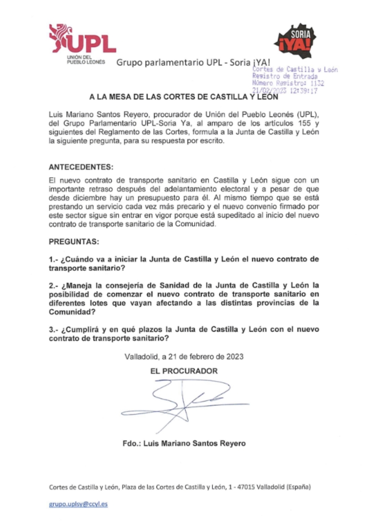 El retraso en la entrega de nuevas ambulancias, entre ellas a Pe&ntilde;aranda, y el nuevo contrato de transporte, a debate una vez m&aacute;s en las Cortes de CyL | Imagen 1