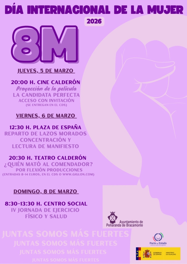 Pe&ntilde;aranda conmemora el 8M con cine, teatro, una jornada de salud y reivindicaci&oacute;n potente desde el 5 de marzo | Imagen 1