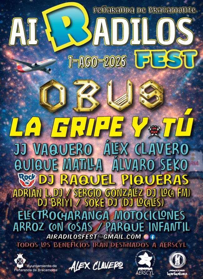 Ob&uacute;s, la Gripe y T&uacute;, Alex Clavero o JJ Vaquero, entre los protagonistas del II Airadilos Fest: vuelve a lo grande a Pe&ntilde;aranda el 1 de agosto | Imagen 1