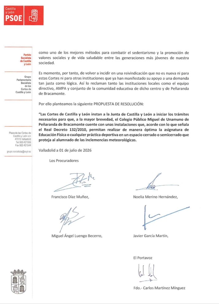 El necesario pabellón del Miguel de Unamuno vuelve a las Cortes: el PSOE reclama a la Junta que cumpla el compromiso | Imagen 2
