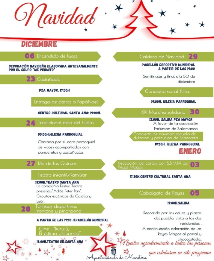 M&aacute;s de una docena de actividades llevar&aacute;n la Navidad m&aacute;s animada a Macotera | Imagen 1
