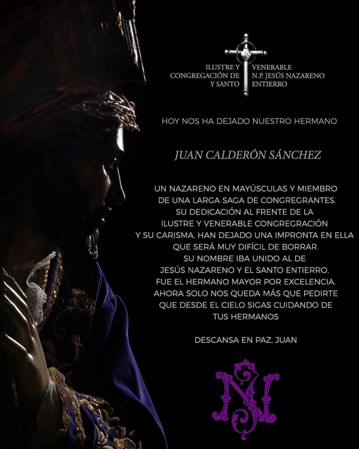 Fallece Juan Calder&oacute;n, el "Hermano Mayor por excelencia" de la Congregaci&oacute;n del Nazareno | Imagen 1