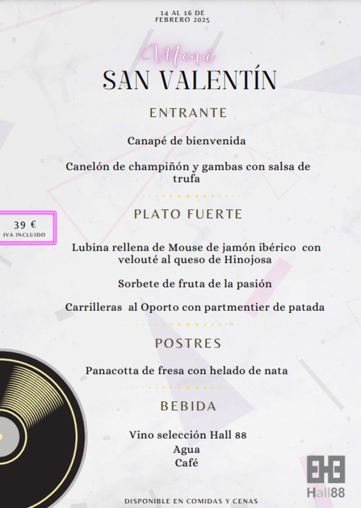 Atractivo men&uacute; de San Valent&iacute;n en el Hall88 | Imagen 1