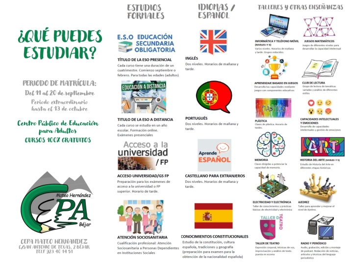 El CEPA Mateo Hern&aacute;ndez de B&eacute;jar abre su plazo de matriculaci&oacute;n | Imagen 1