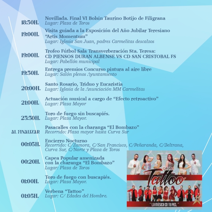 Ya est&aacute; aqu&iacute; el programa de las Fiestas de la Transverberaci&oacute;n de Santa Teresa | Imagen 6