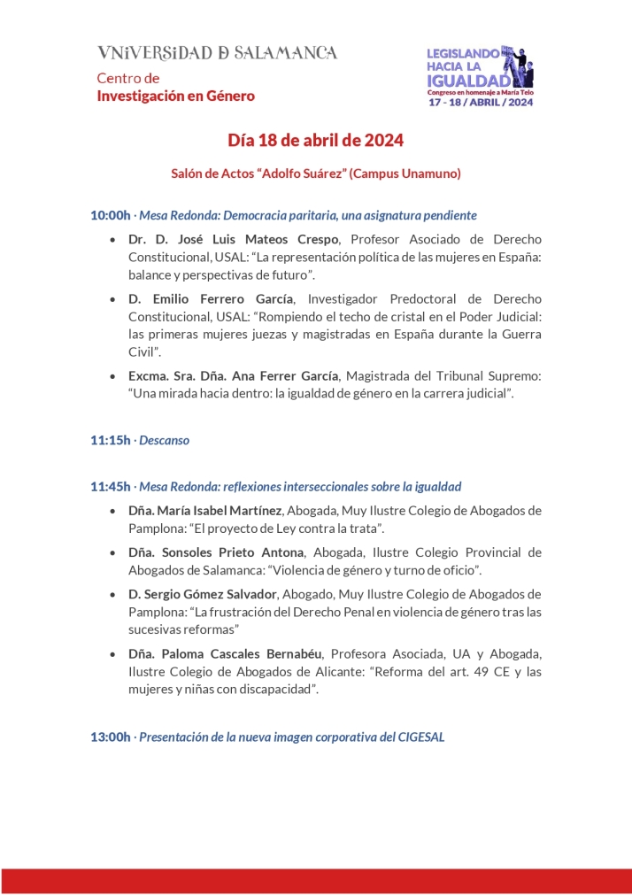 'Legislando hacia la igualdad', un congreso homenaje a Mar&iacute;a Telo en Salamanca | Imagen 5