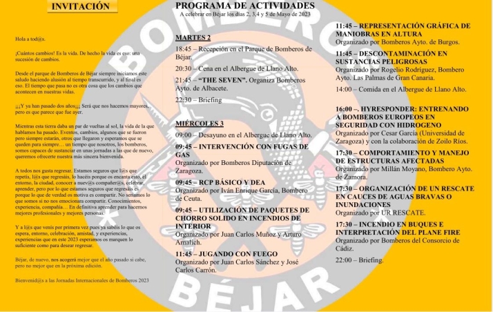 Las jornadas para Bomberos de B&eacute;jar volver&aacute;n a la ciudad en el mes de mayo | Imagen 1