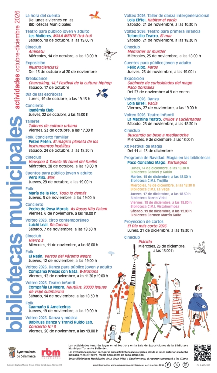 Agenda de las Bibliotecas Municipales de Salamanca para el último trimestre de 2026 | Imagen 1