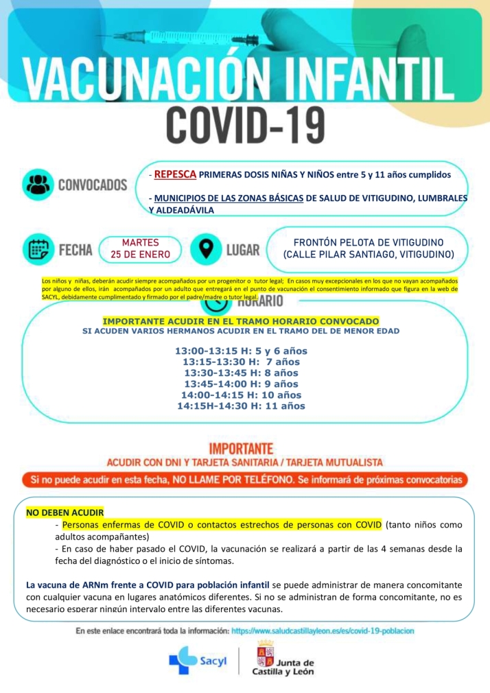 Vacunaci&oacute;n de tercera dosis en Vitigudino para nacidos entre 1983 y 1992 y repesca para ni&ntilde;os de entre 5 y 11 a&ntilde;os | Imagen 2