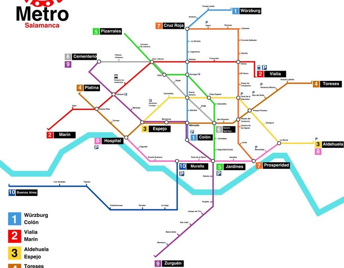 As&iacute; ser&iacute;a el Metro de Salamanca: 10 l&iacute;neas y m&aacute;s de 70 paradas | Imagen 1