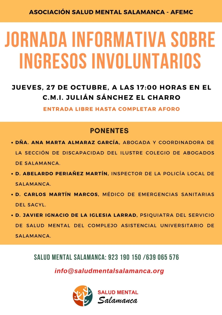 La Asociaci&oacute;n Salud Mental Salamanca organiza una jornada sobre Ingresos Involuntarios | Imagen 1