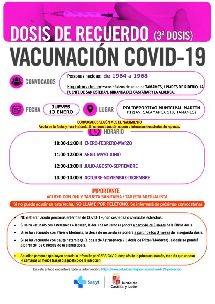 Nuevas convocatorias de vacunaciones en B&eacute;jar, Tamames y Guijuelo | Imagen 7
