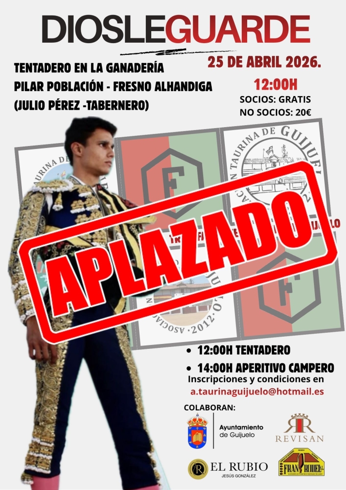 Aplazado el tentadero de este s&aacute;bado con Manuel Diosleguarde | Imagen 1