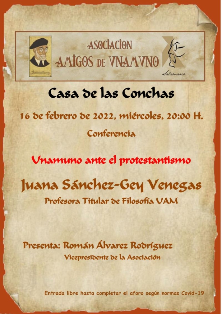 Amigos de Unamuno propone una nueva conferencia para el pr&oacute;ximo mi&eacute;rcoles 16 | Imagen 1