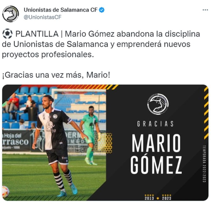 Unionistas hace oficial la marcha de Mario Gómez | Imagen 1