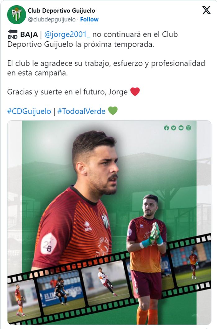 Jorge Jiménez no continuará en el CD Guijuelo la próxima temporada | Imagen 1