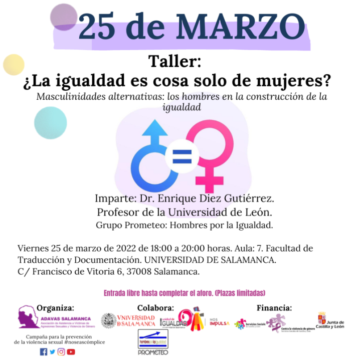 La Usal acoge esta tarde un taller sobre masculinidades alternativas | Imagen 1