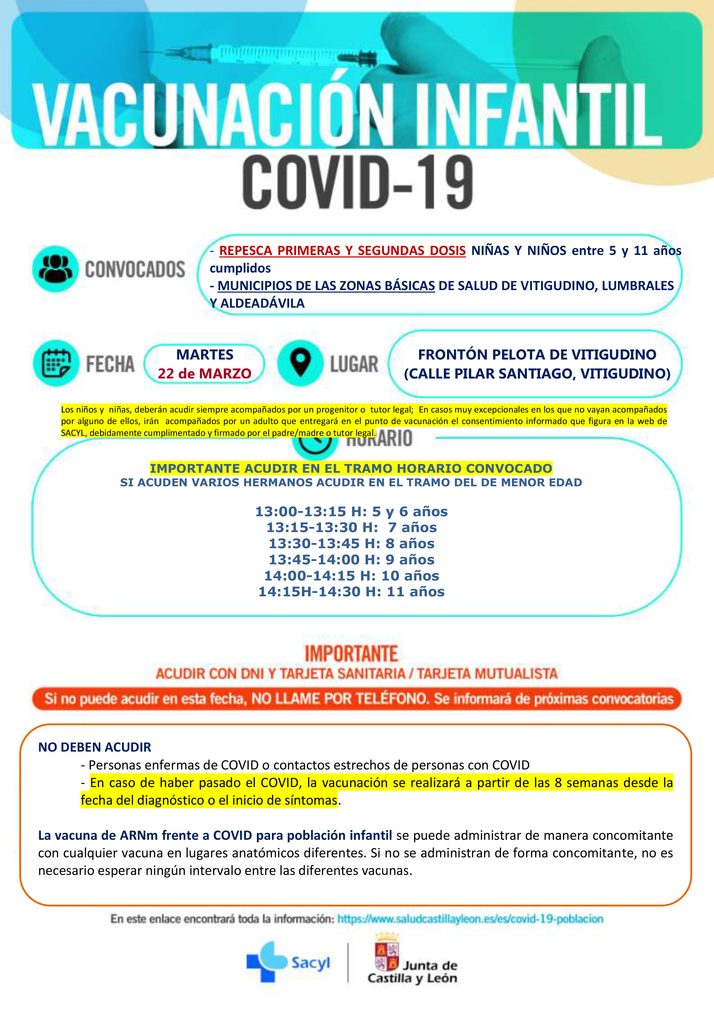 Repesca de vacunaci&oacute;n en Vitigudino para menores entre 5 y 11 a&ntilde;os | Imagen 1