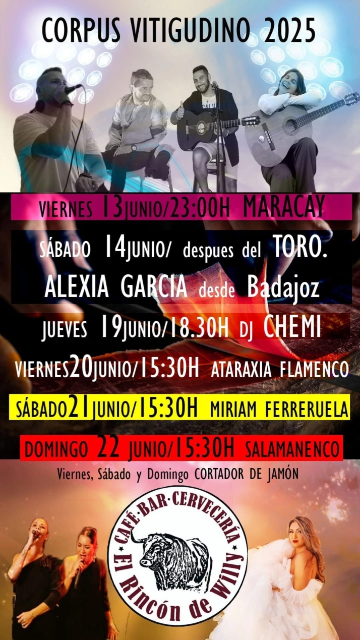 El Rinc&oacute;n de Willy detalla su marat&oacute;n musical y gastron&oacute;mico para el Corpus de Vitigudino 2025 | Imagen 1