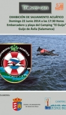 Exhibición de salvamento acuático canino junto al pantano de Santa Teresa