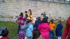 Foto 5 - Los mini quintos despiden los talleres de Carnaval paseando en burro con sus ponchos