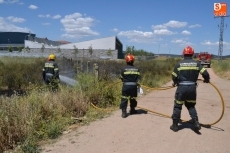 Un incendio afecta al entorno de la piscina climatizada de Ciudad Rodrigo y da&ntilde;a el vallado