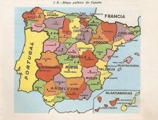Ediciones SM. 1967. Mapa político de España. Geografía de España. Primer curso de Bachillerato.