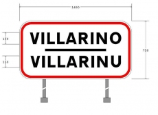 Modelo de cartel para la pedanía de Villarino, en el municipio de Truchas (León)