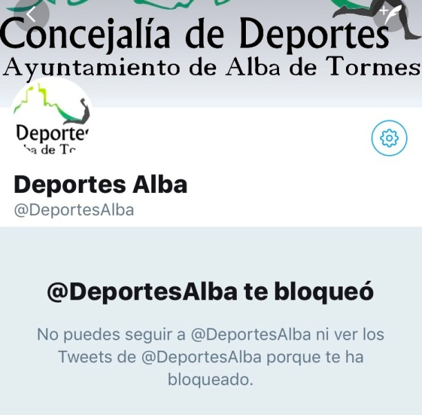 La cuenta de la concejalía bloquea su información a albadetormesaldia.es