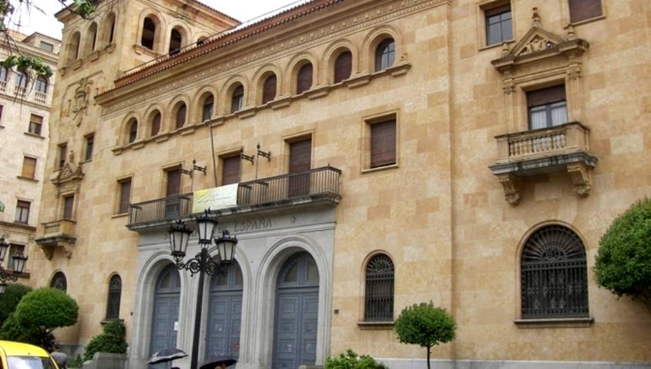 Panorámica del edificio del Banco de España en Salamanca.