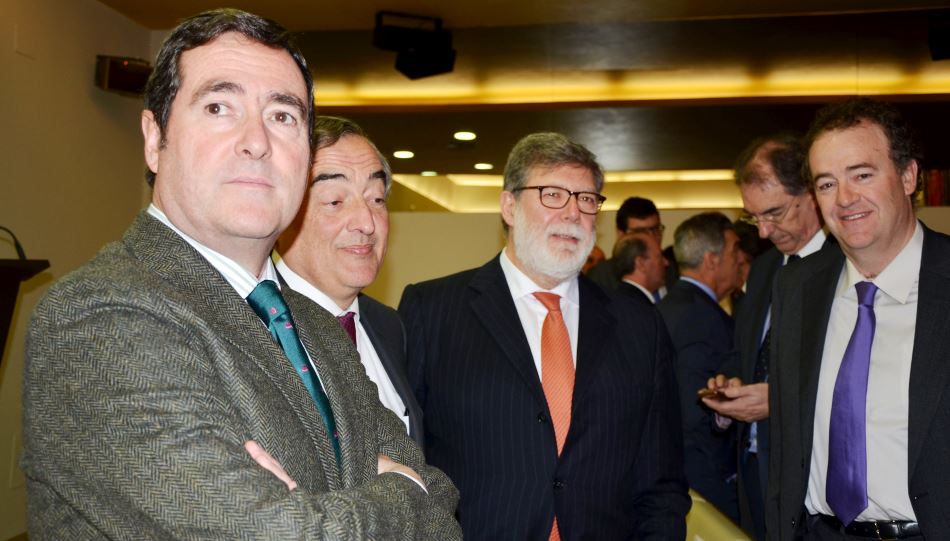 Juan Manuel Gómez, presidente de Confaes, junto a los presidentes de CEOE, CEPYME y CECALE esta semana en Madrid