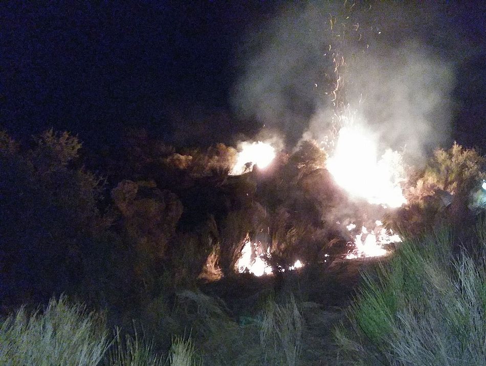 Imagen del incendio sofocado en Puente del Congosto. Foto: bomberos de Guijuelo