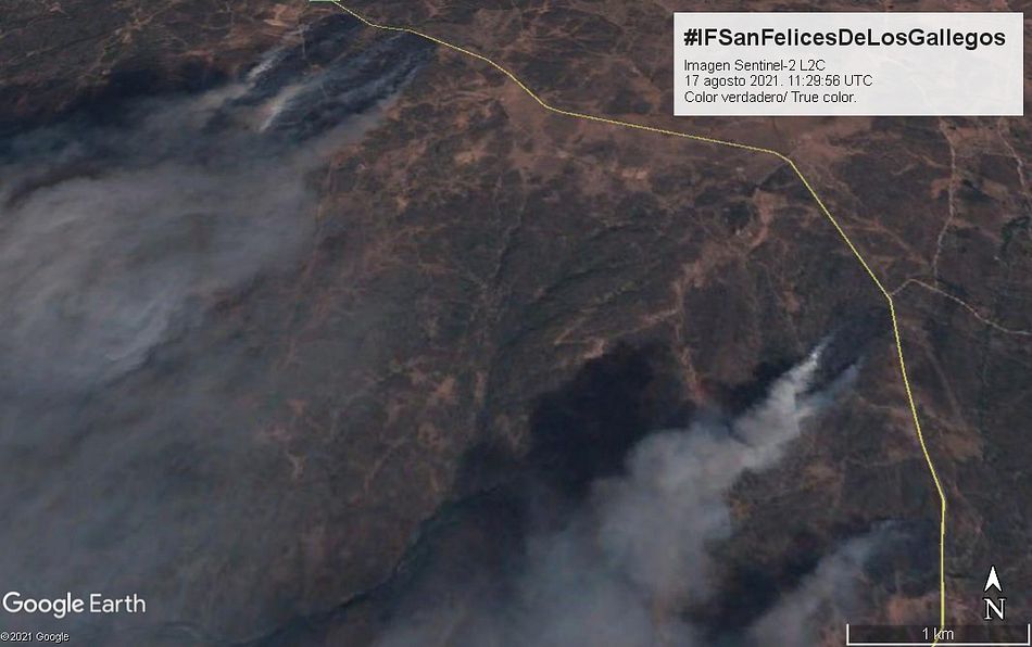 As&iacute; se ve&iacute;a el incendio de San Felices de los Gallegos desde el espacio