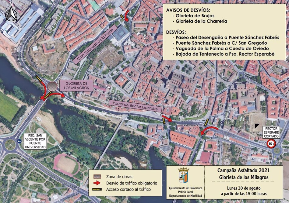Foto 2 - Cortes de tráfico y desvíos este lunes en Salamanca por trabajos de renovación del firme