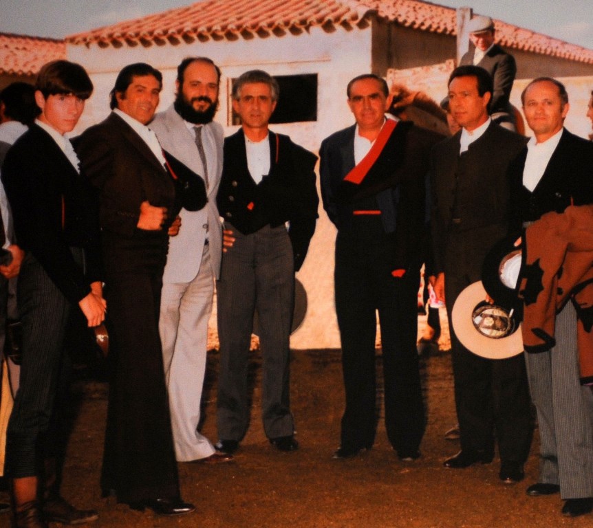Festival de Maestros en Ciudad Rodrigo, de izquierda a derecha: Jose Luis Ramos, Jaime Ostos, Miguel Cid, “El Viti”, “Pedrés”, Curro Romero y Andrés Hernando