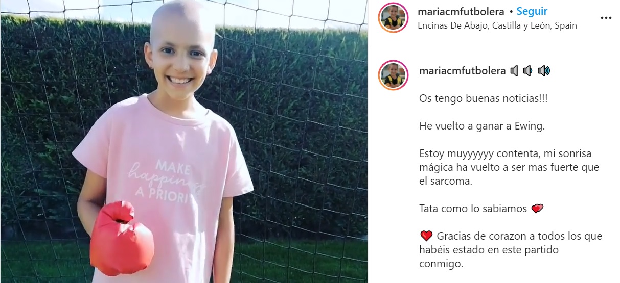 Captura de pantalla en el Instagram de María con un vídeo y un mensaje a sus seguidores