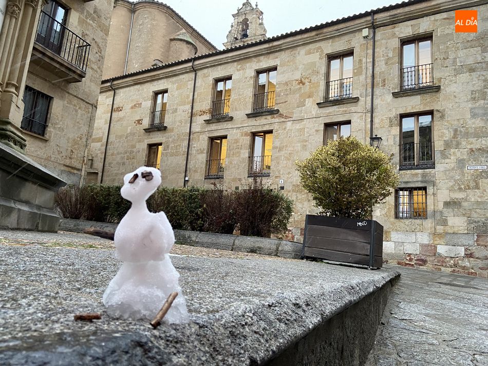 Pequeño muñeco de nieve cerca de la Catedral. Foto de Vanesa Martins